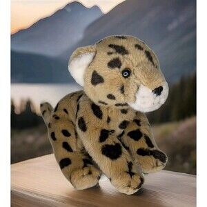 Animal Alley Plush Cheetah Cat Tan Brown Spotted Realistic Stuffed Animal 13"